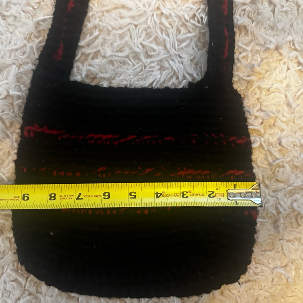 Handmade Crochet Black Crossbody Bag - Picture 10 of 13